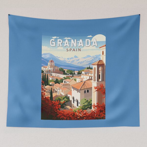 Item preview, Granada Spain Travel Art Vintage designed and sold by KrisSidDesigns.