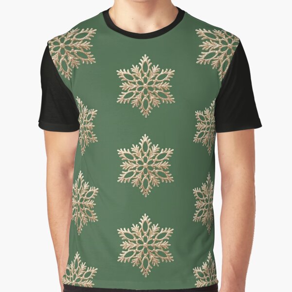 Gold Glitter Christmas Snowflake Graphic T-Shirt