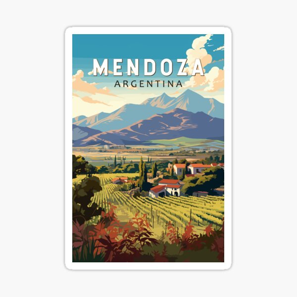 Item preview, Mendoza Argentina Travel Art Vintage designed and sold by KrisSidDesigns.