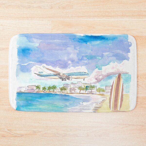 Item preview, Fascinating Sint Maarten Maho Beach Scene with Plane Landing designed and sold by artshop77.