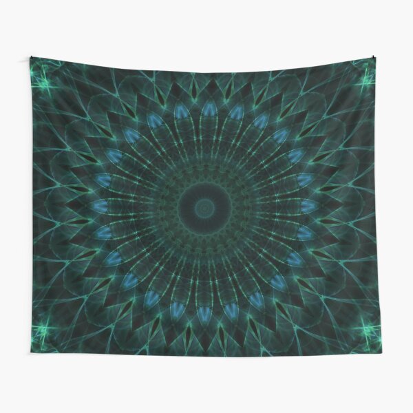 Aperçu de l'œuvre Mandala dans les tons vert et bleu foncé créée et vendue par JBlaminsky.