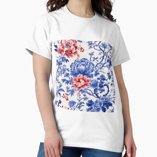 Item preview, Blue and red French toile de jouy designed and sold by SophieClimaArt.