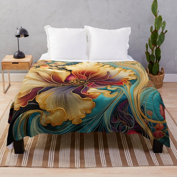 Item preview, colorful detailed silk flower art print designed and sold by dcrc.