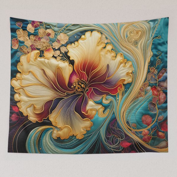 Item preview, colorful detailed silk flower art print designed and sold by dcrc.