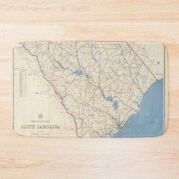Item preview, Vintage South Carolina Postal Route Map (1953) designed and sold by BravuraMedia.