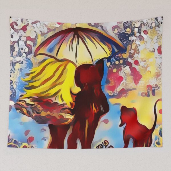 Item preview, Abstract Painting Couple Walking in Blustery Weather designed and sold by gleefulme.