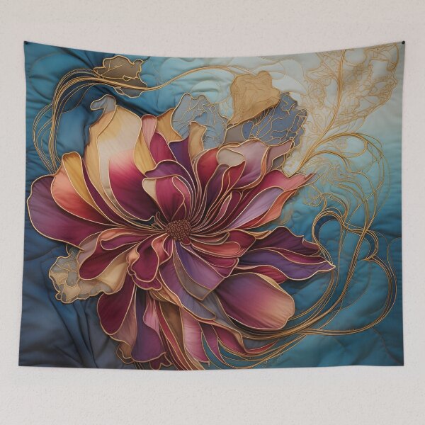 Item preview, colorful detailed silk flower art print designed and sold by dcrc.
