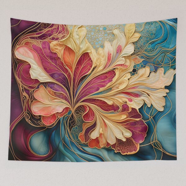 Item preview, colorful detailed silk flower art print designed and sold by dcrc.