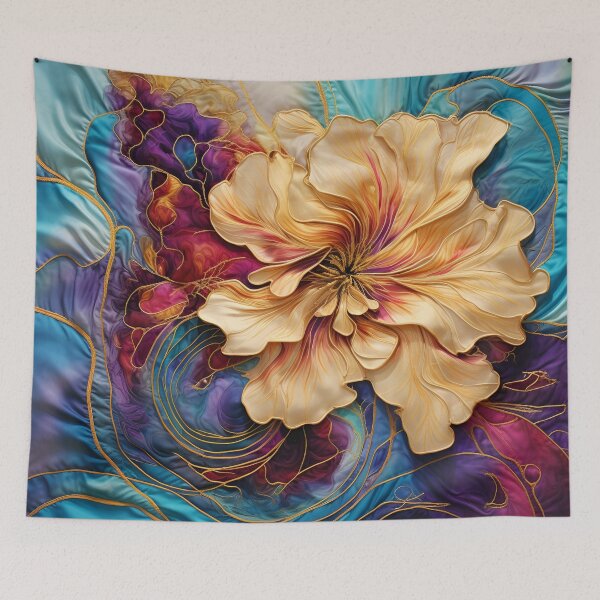 Item preview, colorful detailed silk flower art print designed and sold by dcrc.