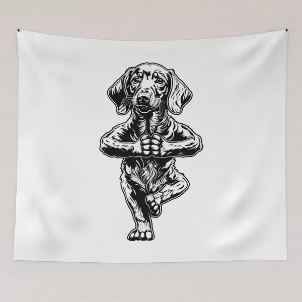 Item preview, Dachshund Yoga Puppy Dog Funny Dogs Tree Pose Vrikshasana designed and sold by GrandeDuc.