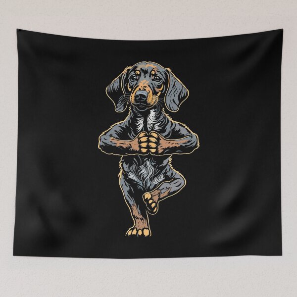 Item preview, Dachshund Yoga Puppy Dog Funny Dogs Tree Pose Vrikshasana designed and sold by GrandeDuc.
