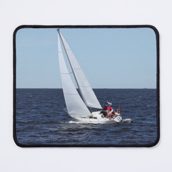 Item preview, yacht in motion on the open sea, the sails are filled with wind designed and sold by mrivserg.