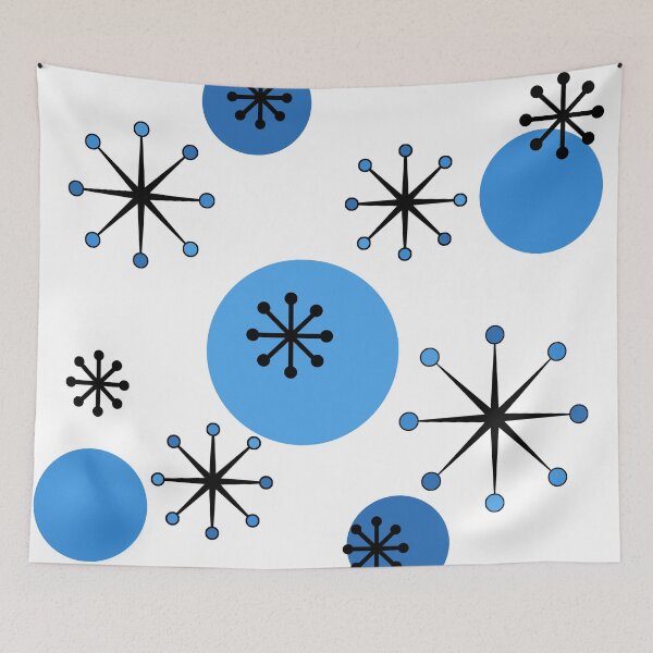 Item preview, Atomic Era Starbursts Blue designed and sold by thepixelgarden.