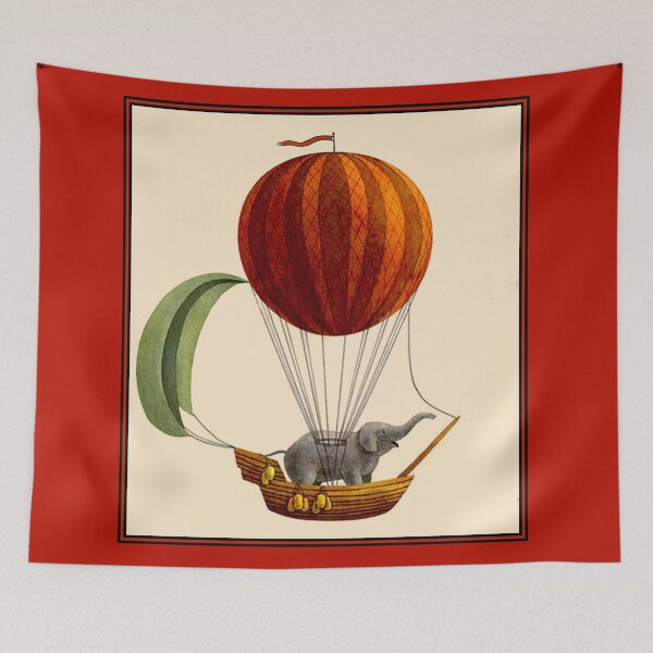 Item preview, ELEPHANT : In a Ship Sailing Under A Balloon Abstract Print designed and sold by posterbobs.