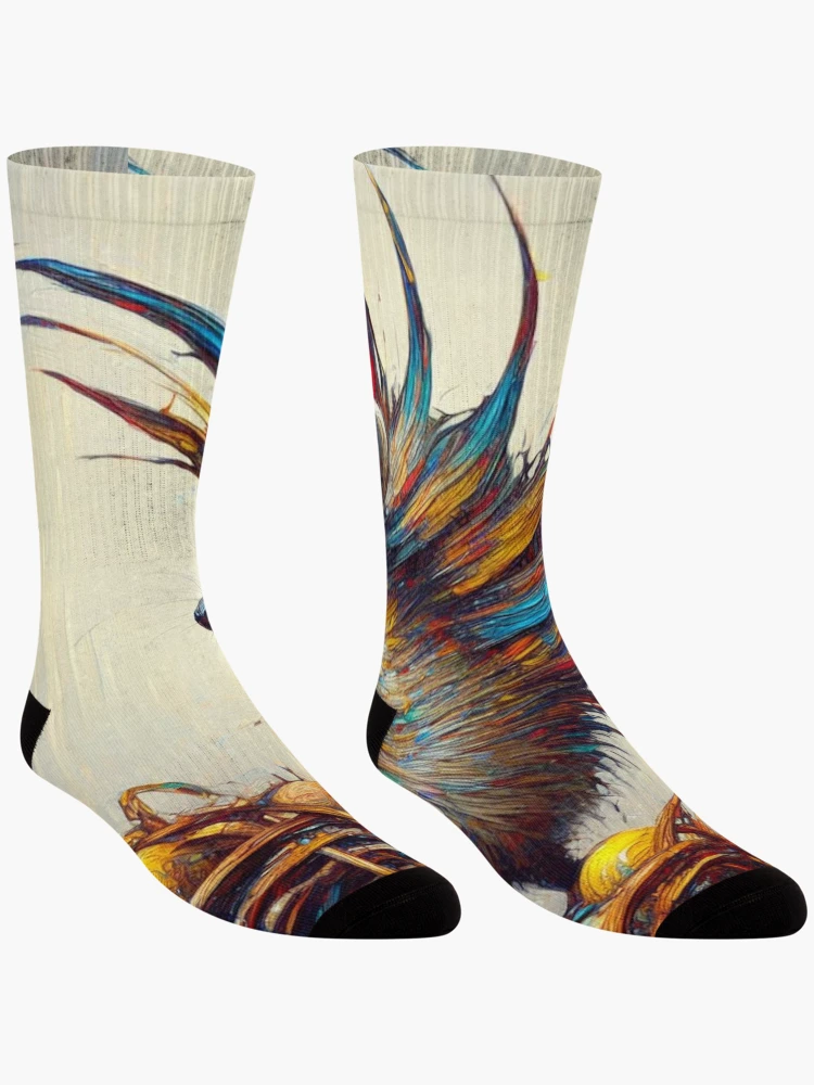 Thumbnail 3 of 5, Socks, Quail Raccoon, Abstract Expressionism designed and sold by ComputerContent.