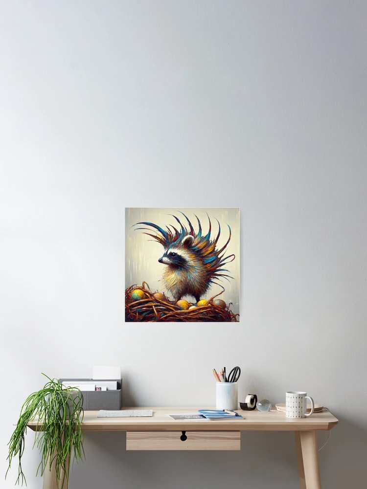 Thumbnail 2 of 3, Poster, Quail Raccoon, Abstract Expressionism designed and sold by ComputerContent.