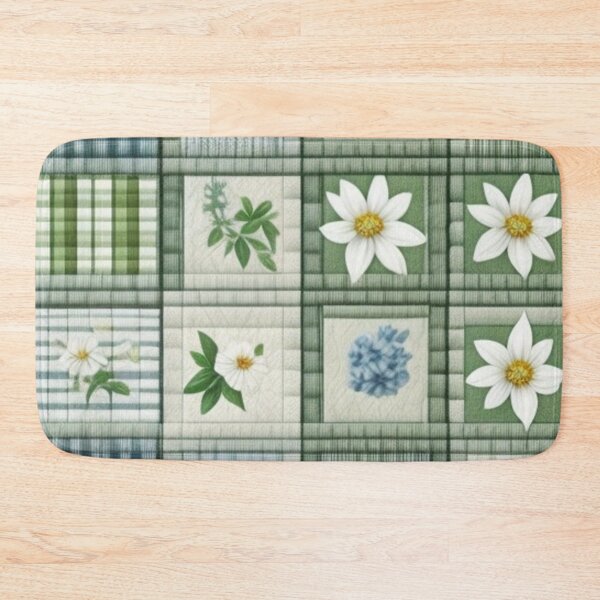 Item preview, Green floral Patchwork quilt  designed and sold by Roxburylane.