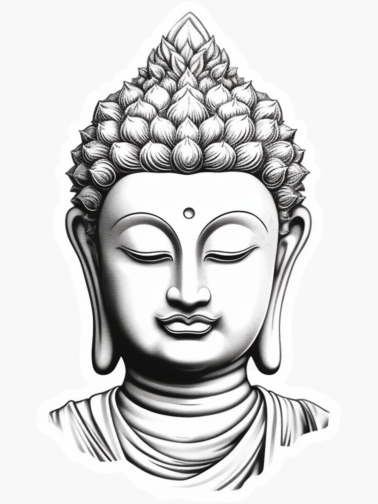 Buddha, 3D white and pink statue . Buddhist decor for your space .   Sticker for Sale by MartynGrey