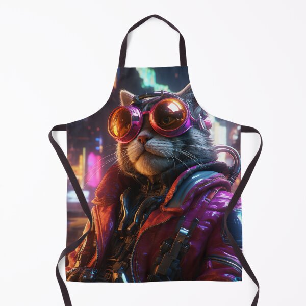 Item preview, Cyberpunk Cat Glass Violet Meow Shaggy Town designed and sold by GrinGalore.