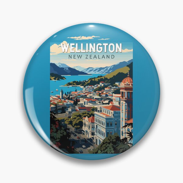Item preview, Wellington New Zealand Travel Art Vintage designed and sold by KrisSidDesigns.