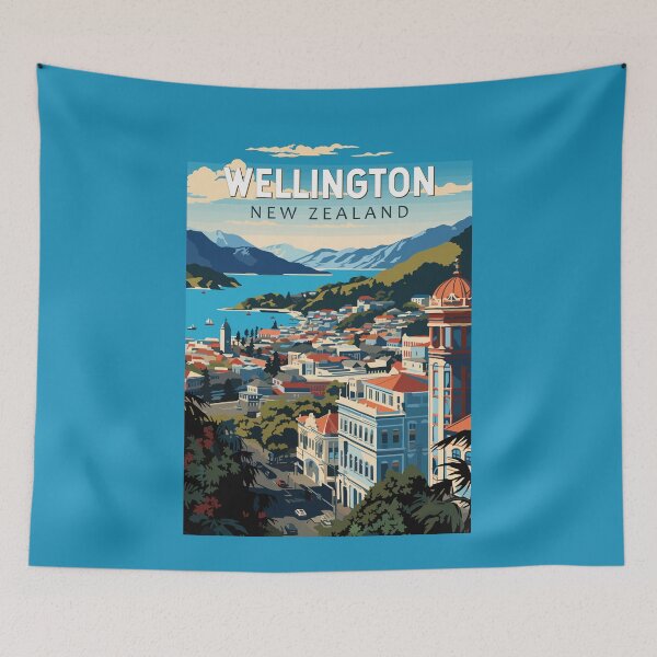 Item preview, Wellington New Zealand Travel Art Vintage designed and sold by KrisSidDesigns.