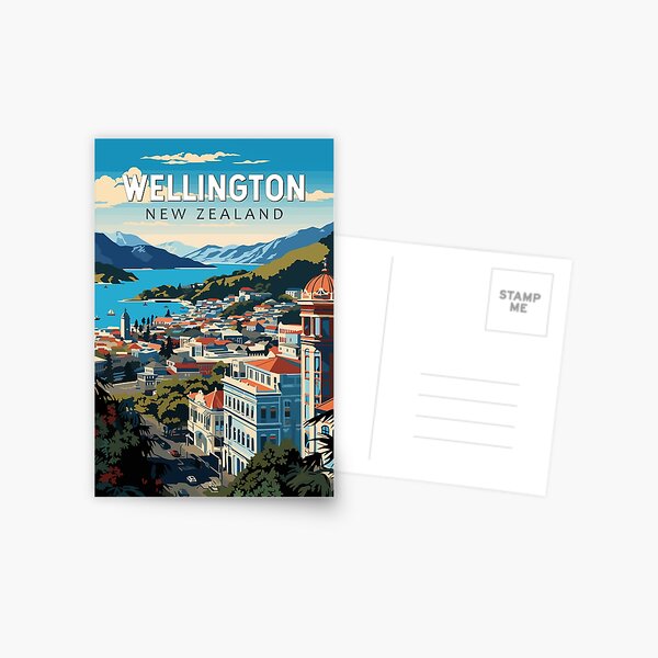 Item preview, Wellington New Zealand Travel Art Vintage designed and sold by KrisSidDesigns.