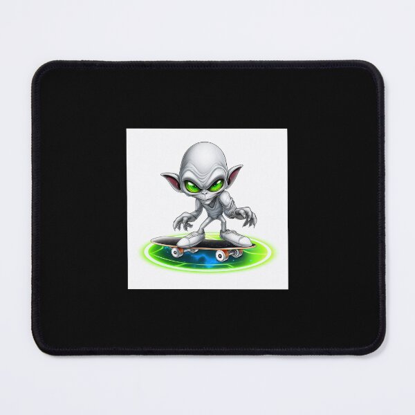 Item preview, Skateboarding Alien, green print designed and sold by silent-violin.