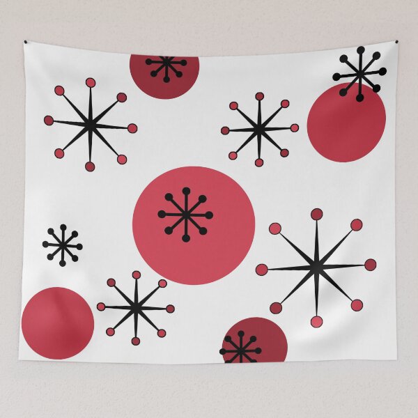 Item preview, Atomic Era Starbursts Dark Red designed and sold by thepixelgarden.