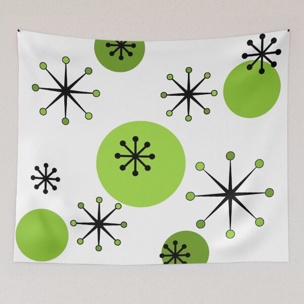 Item preview, Atomic Era Starbursts Chartreuse Green designed and sold by thepixelgarden.