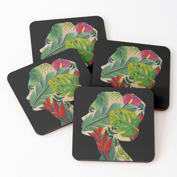 Item preview, Acrylic painting woman with tropical plants - botanical woman as a portrait designed and sold by RebeccaFreese.