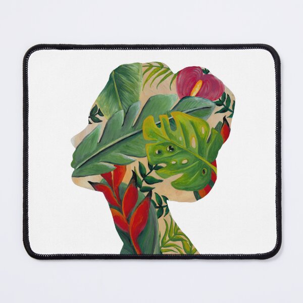 Item preview, Acrylic painting woman with tropical plants - botanical woman as a portrait designed and sold by RebeccaFreese.
