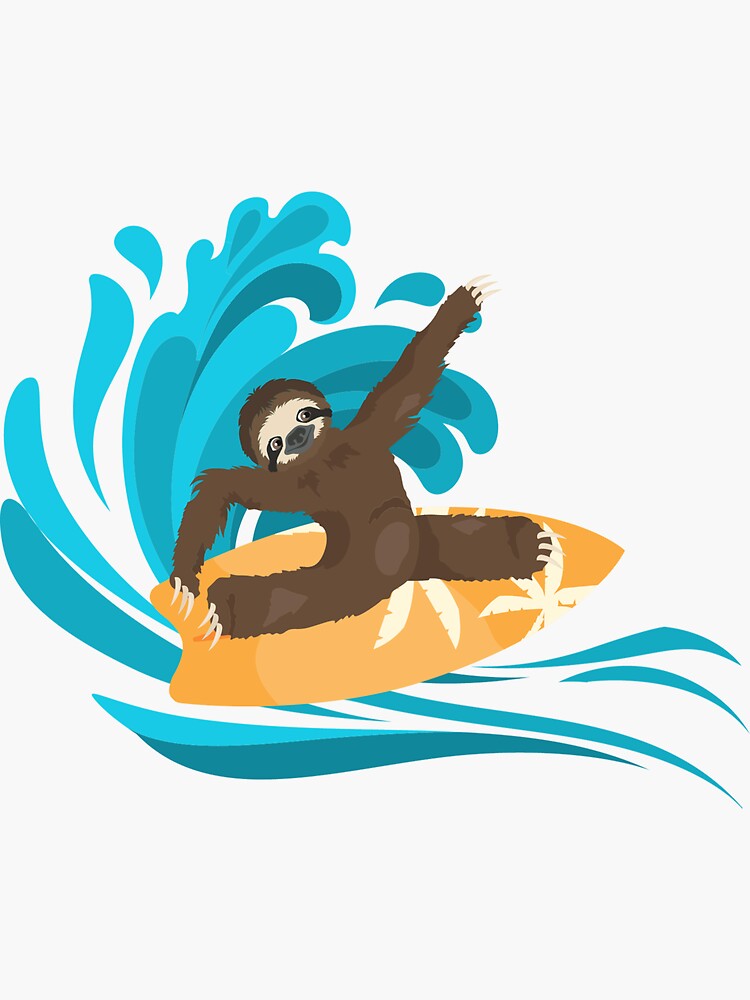 Surfer Sloth Sticker