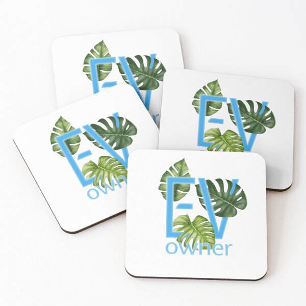 Item preview, EV Owner Green Leaves Electric Vehicle car (blue on white) designed and sold by SpottedDesigns.