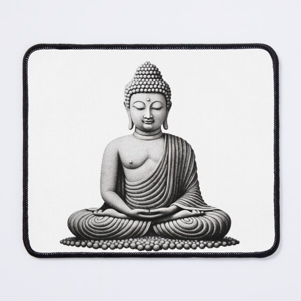 Item preview, Black White buddha for yoga and focus of attention designed and sold by MartynGrey.