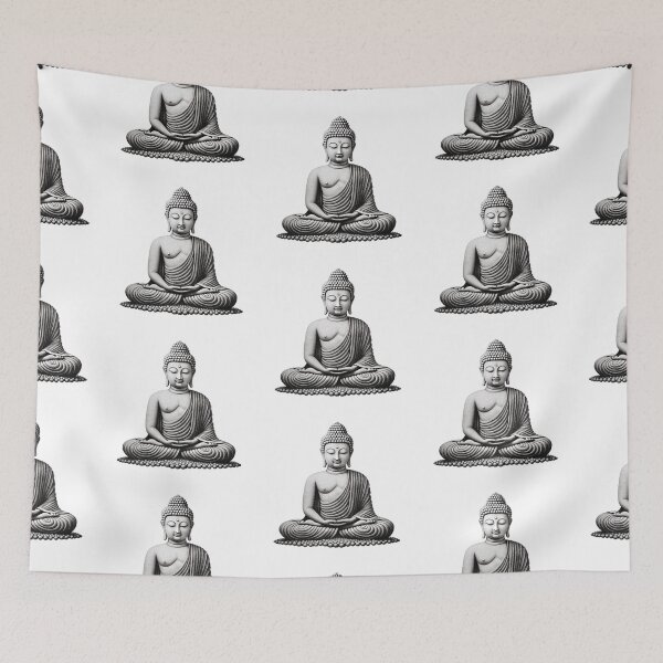 Item preview, Black White buddha for yoga and focus of attention designed and sold by MartynGrey.