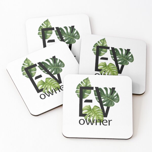 Item preview, EV Owner Green Leaves Electric Vehicle car (black on white) designed and sold by SpottedDesigns.