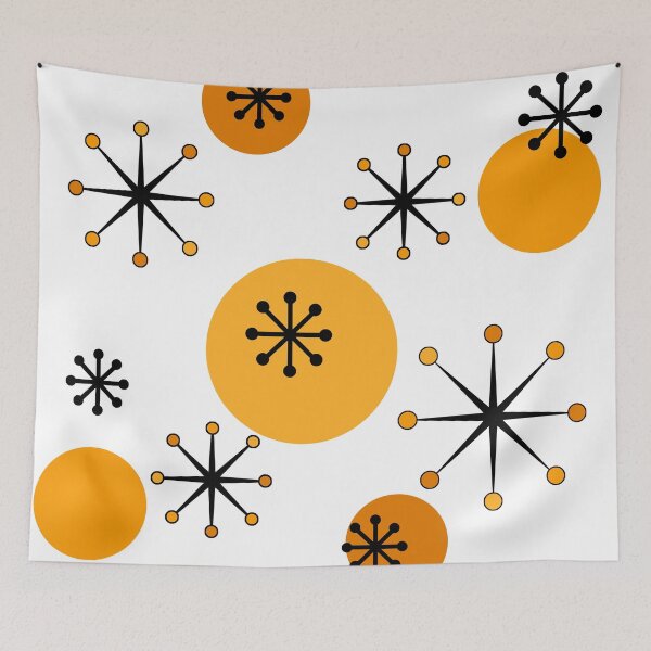 Item preview, Atomic Era Starbursts Orange designed and sold by thepixelgarden.