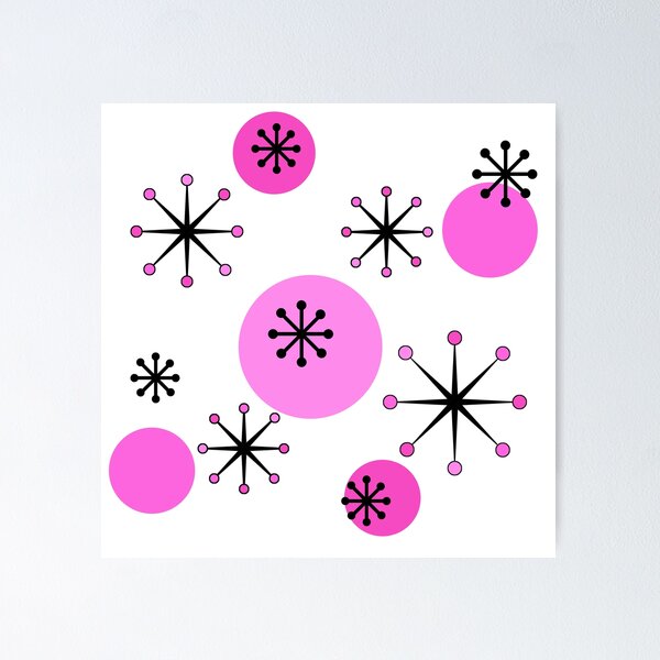Item preview, Atomic Era Starbursts Pink designed and sold by thepixelgarden.