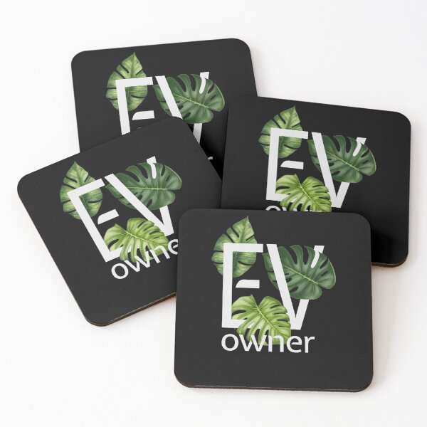 Item preview, EV Owner Green Leaves Electric Vehicle car (off white on black, no glow) designed and sold by SpottedDesigns.