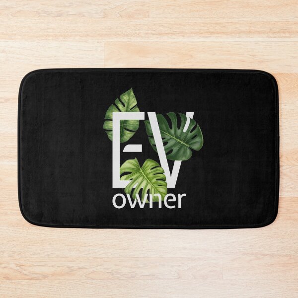 Item preview, EV Owner Green Leaves Electric Vehicle car (off white on black, no glow) designed and sold by SpottedDesigns.
