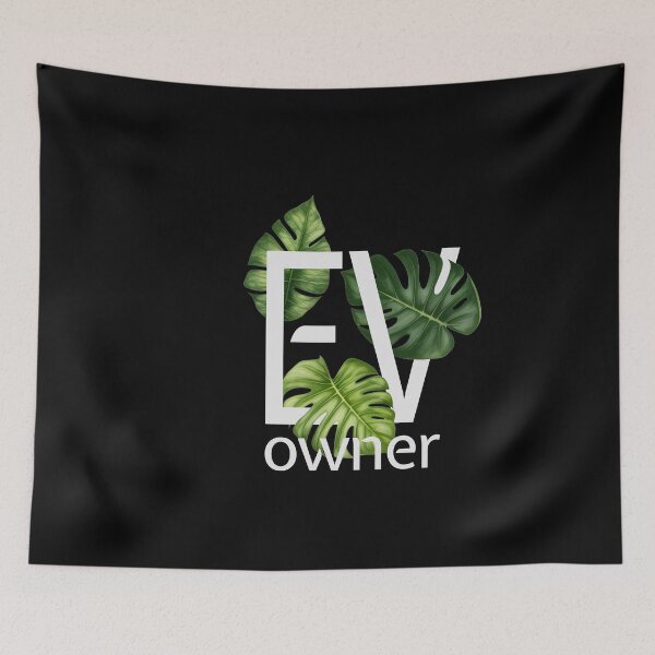 Item preview, EV Owner Green Leaves Electric Vehicle car (off white on black, no glow) designed and sold by SpottedDesigns.