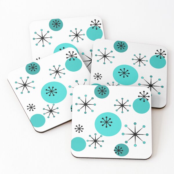 Item preview, Atomic Era Starbursts Turquoise designed and sold by thepixelgarden.