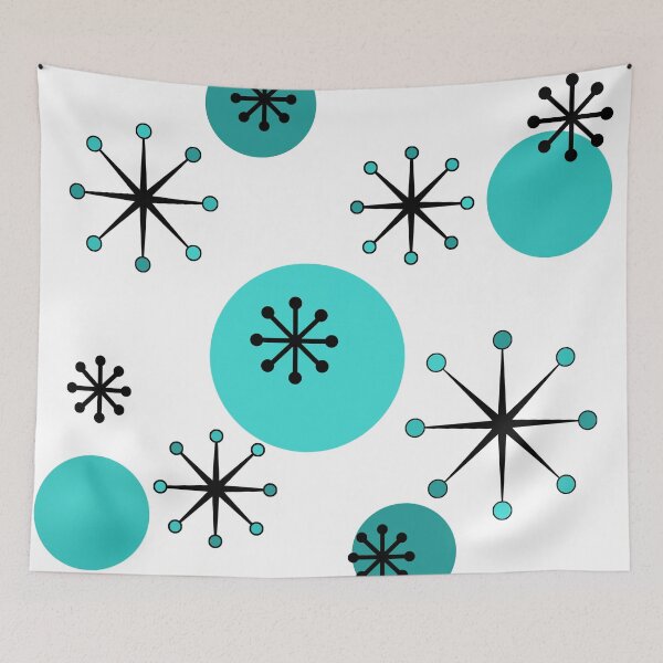 Item preview, Atomic Era Starbursts Turquoise designed and sold by thepixelgarden.