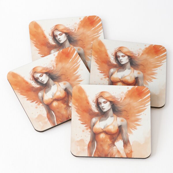 Item preview, Angel, orange in watercolor, AI generated designed and sold by Woodoartdesign.