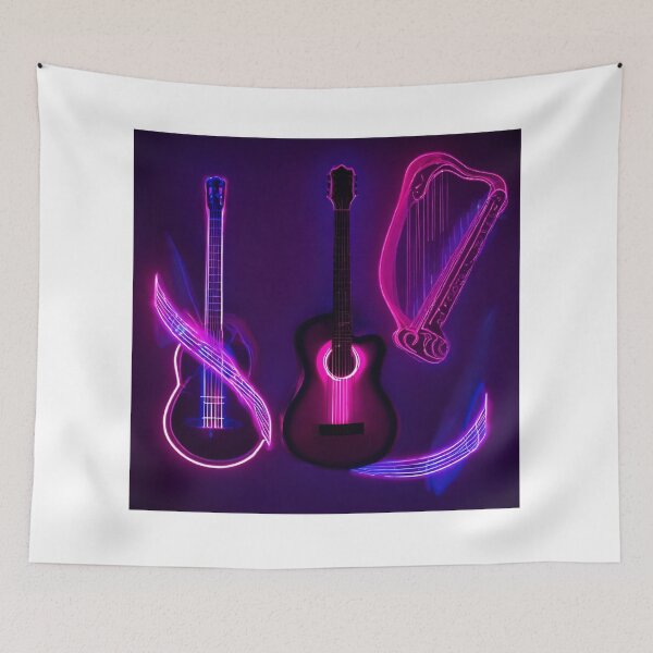 Item preview, Guitar, harp and fluttering notes designed and sold by mariolasworld.