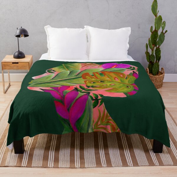 Item preview, Woman with tropical plants - Botanical woman as a portrait in acrylic designed and sold by RebeccaFreese.