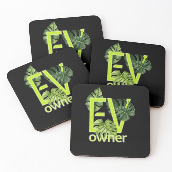 Item preview, EV Owner Green Leaves Electric Vehicle car (lime green GLOW on black) designed and sold by SpottedDesigns.