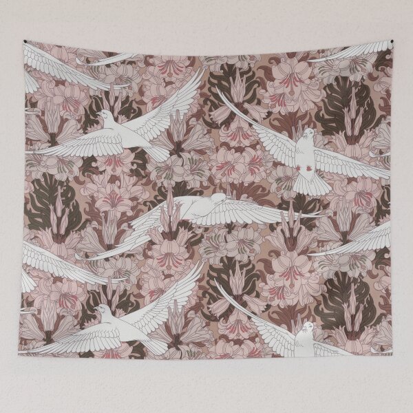 Item preview, Dove and Lily Floral Print Pink designed and sold by VintageArchive.