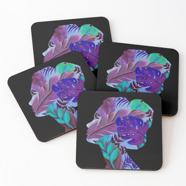Item preview, Woman with tropical plants - Botanical woman as a portrait in bright acrylic designed and sold by RebeccaFreese.