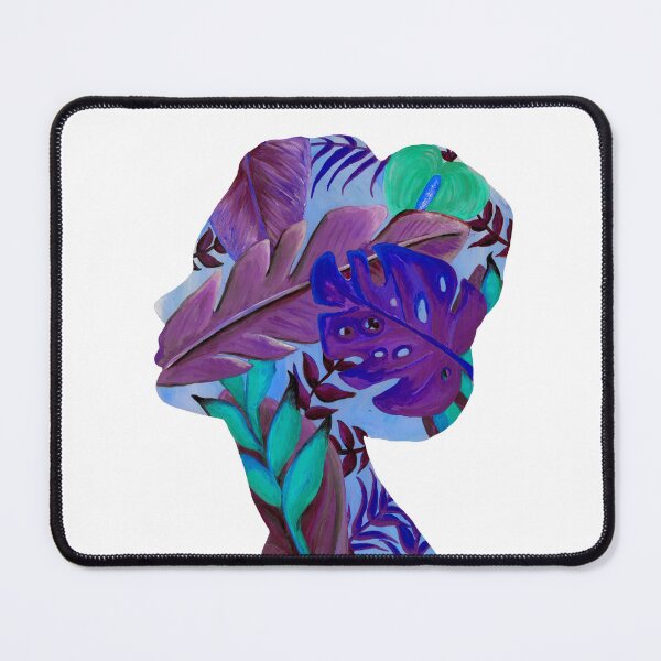 Item preview, Woman with tropical plants - Botanical woman as a portrait in bright acrylic designed and sold by RebeccaFreese.
